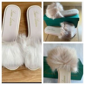 Lauren Lorraine Women's Cream Fur Slippers